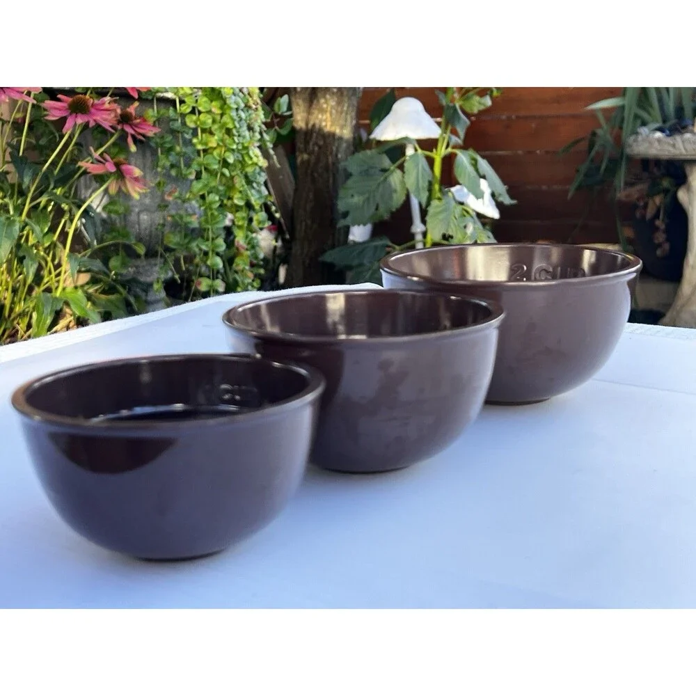 Melamine Nesting Measuring Prep Bowl Set 3 Brown Kitchen Mixing Bowls 2 Cup